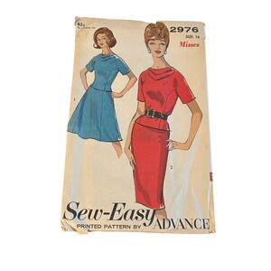 Advance 2976 Sewing Pattern Misses Size 16 Multi 60s Mod Two Piece Dress Skirt